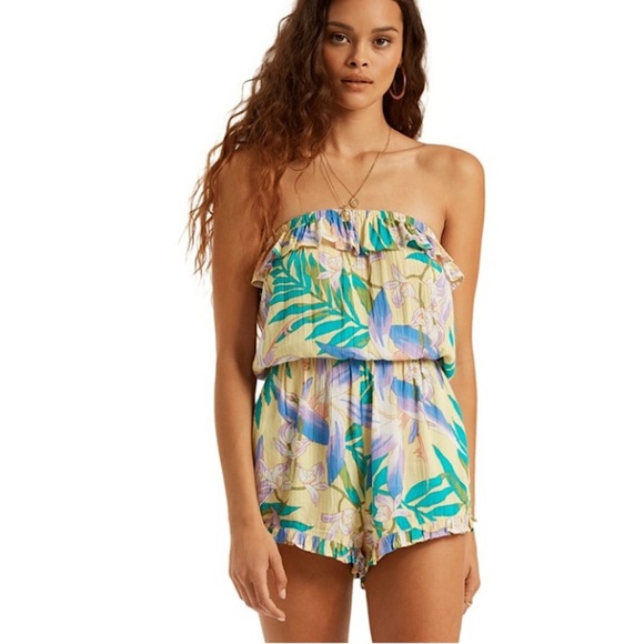 Billabong Flower Romper With Pockets Strapless Women’s - Picture 1 of 10